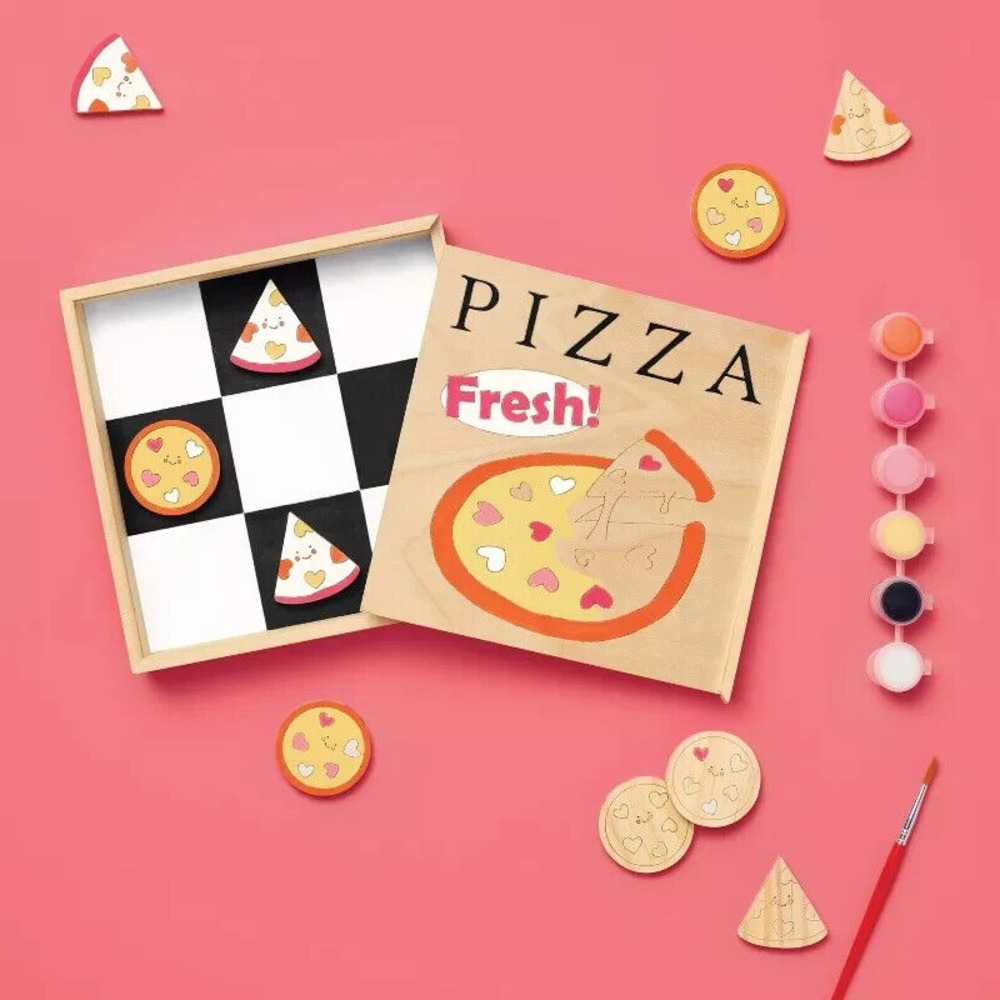Craft Paint - Your - Own Mini Pizza Tic -‎ Tac - Toe Kit - Mondo Llama